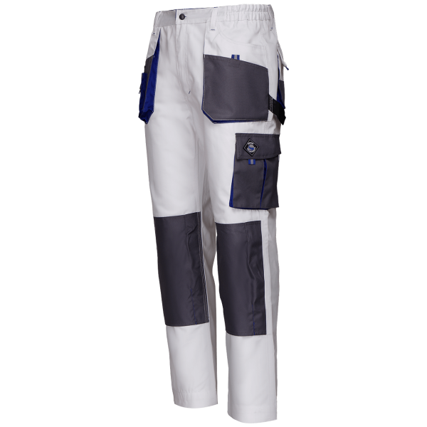 Pantaloni de lucru Kastor Emerton alb diagonala buzunare negre