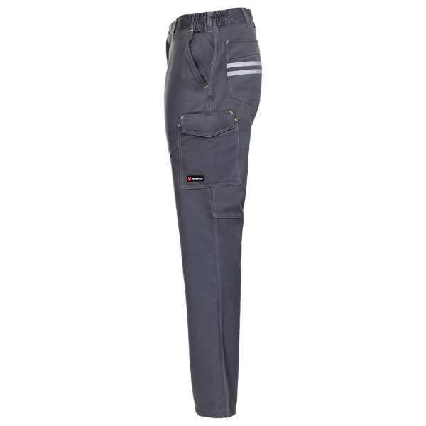 Pantaloni de lucru unisex Payper Work gri lateral benzi reflectorizante