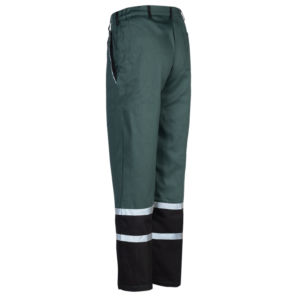 Pantaloni de lucru de vara Collins verde benzi contrastante spate