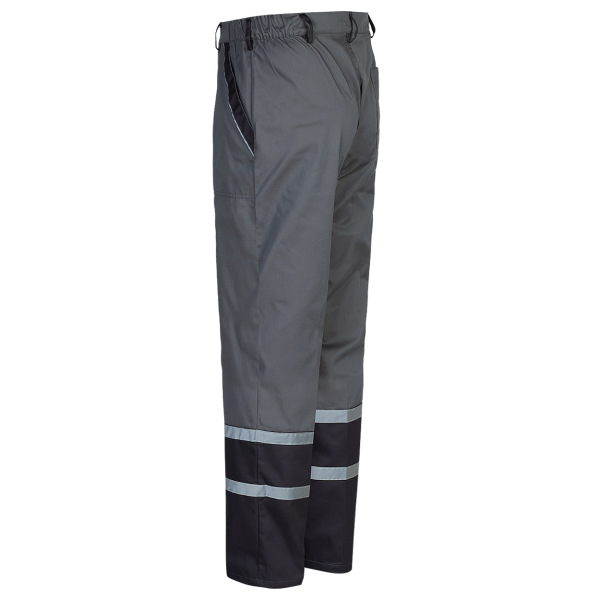 Pantaloni de lucru de vara Collins gri spate benzi reflectorizante