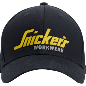 Șapcă reglabilă unisex, 100% bumbac, cu logo, Snickers Workwear, 9041, Black/Yellow - imagine 1