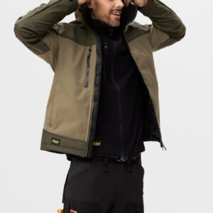 Jachetă softshell stretch, cu glugă, pentru bărbați, Snickers Workwear, AllroundWork, 1226, Khaki Green/Dark Khaki Green - imagine 11