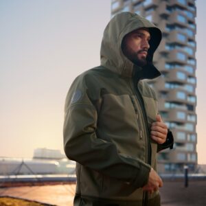 Jachetă softshell stretch, cu glugă, pentru bărbați, Snickers Workwear, AllroundWork, 1226, Khaki Green/Dark Khaki Green - imagine 13