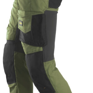 Pantaloni de lucru, stretch, cu buzunare holster, Snickers Workwear, AllroundWork, 6241, Khaki Green/Black - imagine 4