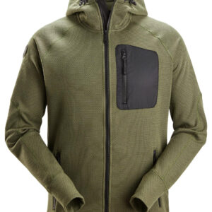 Hanorac cu glugă, din fleece, Snickers Workwear, FlexiWork, 8041, Khaki Green/Black - imagine 1