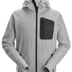 Hanorac cu glugă, din fleece, Snickers Workwear, FlexiWork, 8041, White/Black - imagine 1